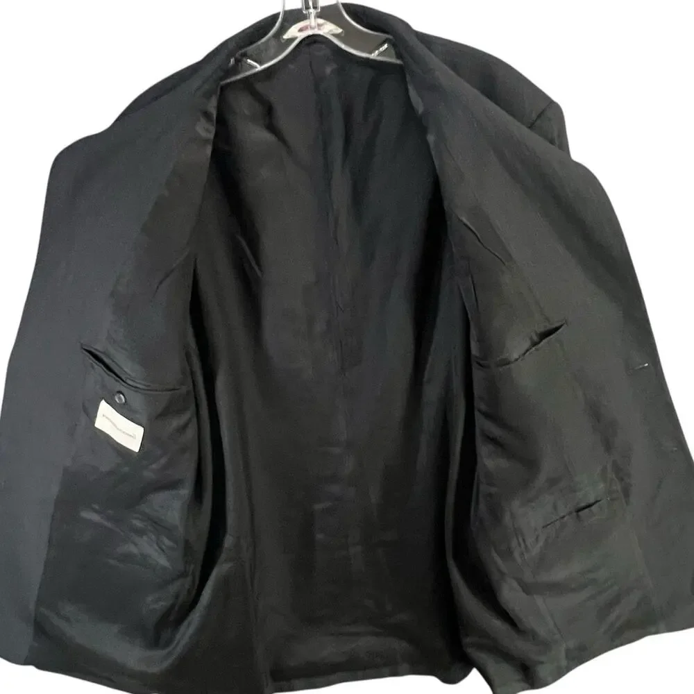 Pronto‎ Uomo Suit Jacket Mens 42L Black Wool Sport Coat Blazer Business Classic